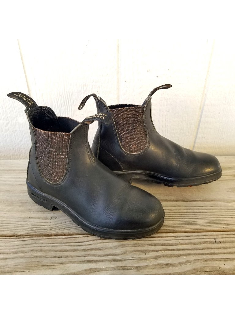 Blundstone Chelsea Womens Black Leather Bronze Glitter Sparkle Boots Us 6 1924